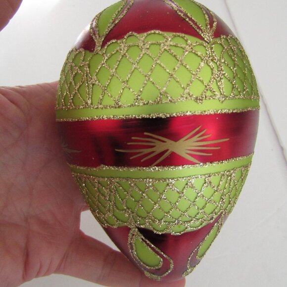 Lot of 3 Large, Vintage hand blown glass ornaments, unique shapes - Picture 7 of 8